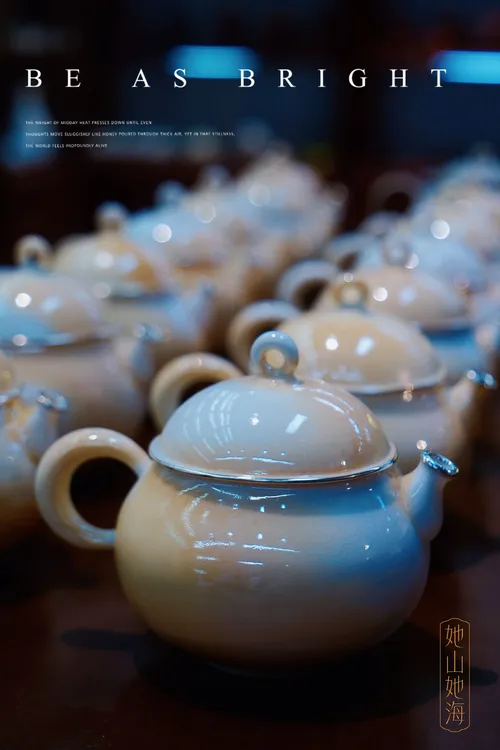 釉移柴烧手拉胚包银茶壶